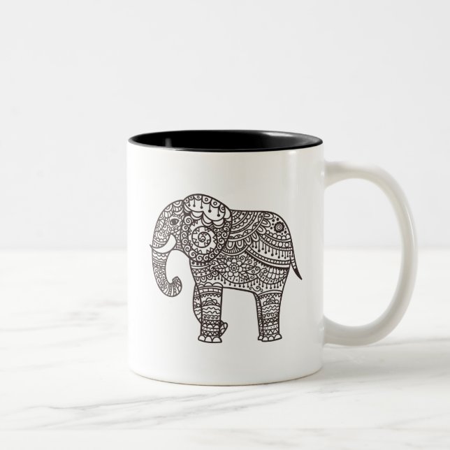 Decorative Style Elephant Two-Tone Coffee Mug (Right)