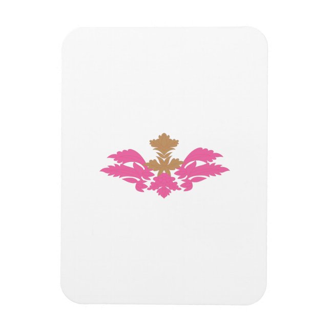 Decorative Style, Hot Pink, Antique Brass Magnet (Vertical)