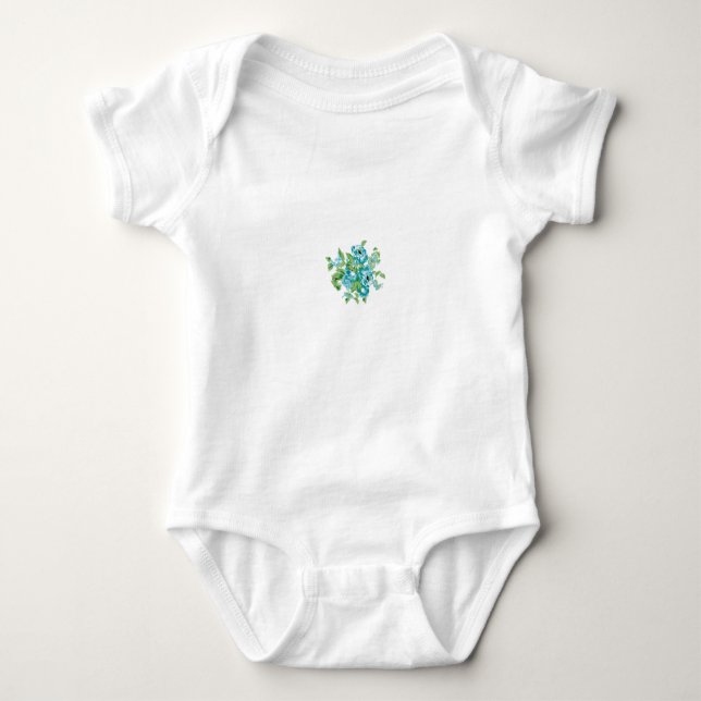 Decorative Style, Mint Cream, Fountain Blue, Teal. Baby Bodysuit (Front)