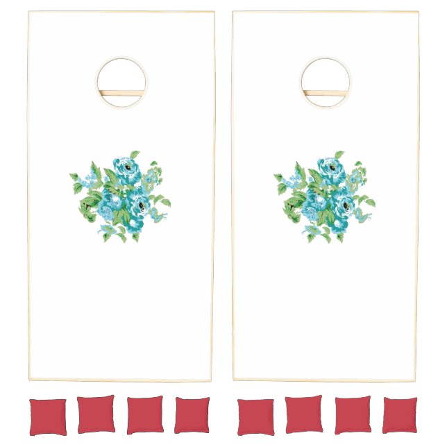Decorative Style, Mint Cream, Fountain Blue, Teal. Cornhole Set (Set)