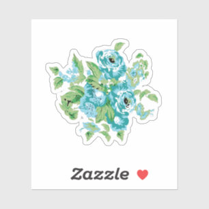 Decorative Style, Mint Cream, Fountain Blue, Teal. Sticker