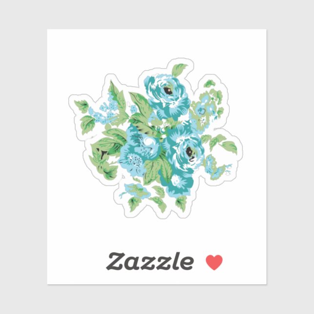 Decorative Style, Mint Cream, Fountain Blue, Teal. Sticker (Sheet)