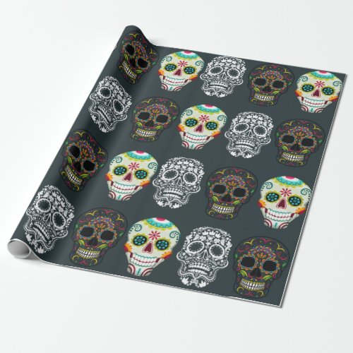Decorative Sugar Skull Day of the Dead Gothic  Wrapping Paper