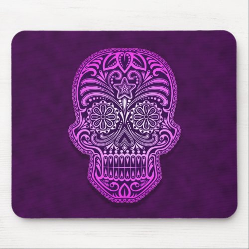 Decorative Sugar Skull  purple Mouse Pad