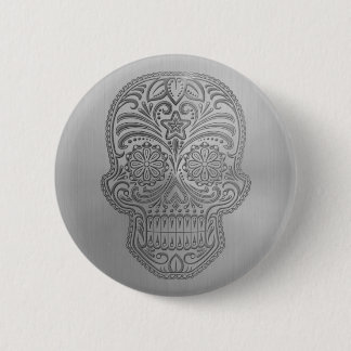Decorative Sugar Skull with a Stainless Steel Look Button