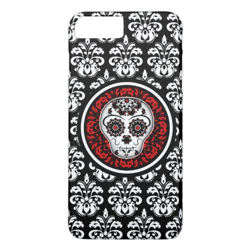 Decorative sugar skull with damask iPhone 8 plus7 plus case