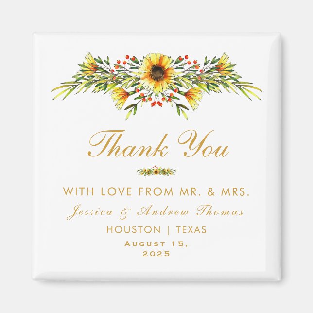 Decorative Summer Flowers Wedding Magnet (Front)