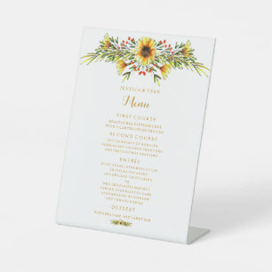 Decorative Summer Flowers Wedding Menu Pedestal Sign