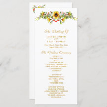 Decorative Summer Flowers Wedding Program