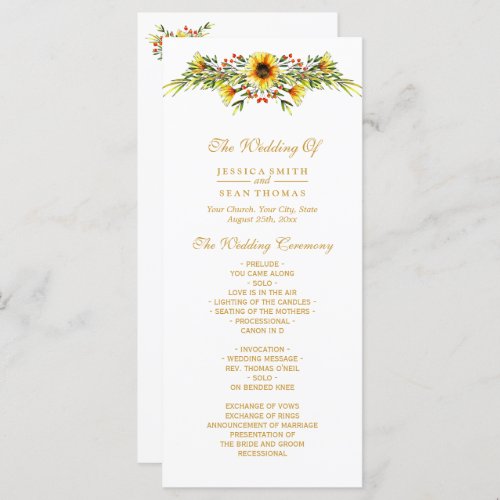 Decorative Summer Flowers Wedding Program