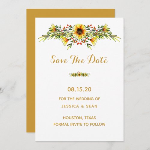Decorative Summer Flowers Wedding Save The Date