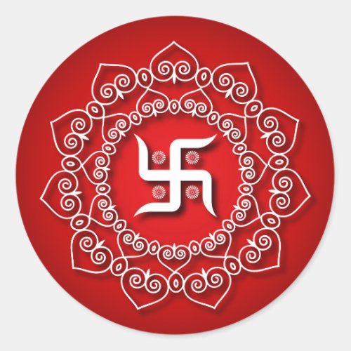 Decorative Swastika  Design Classic Round Sticker