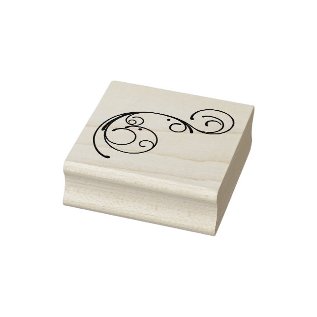 Decorative Swirl and Dots Rubber Art Stamp (Stamp)