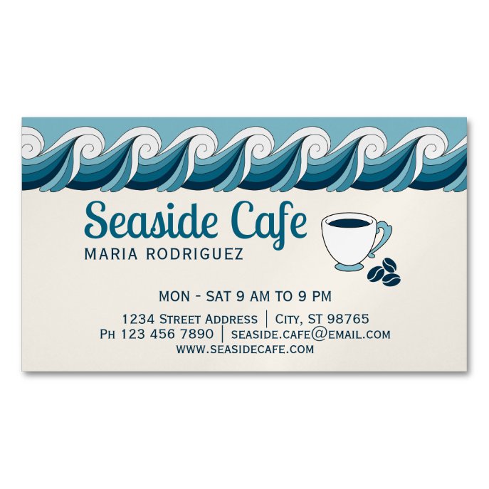Decorative swirly ocean waves CC0081 Beach company Business Card Magnet