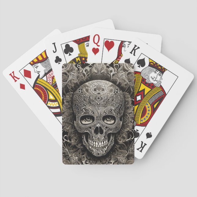 Decorative Tattoo Skull Collection Mexican Folk Poker Cards (Back)