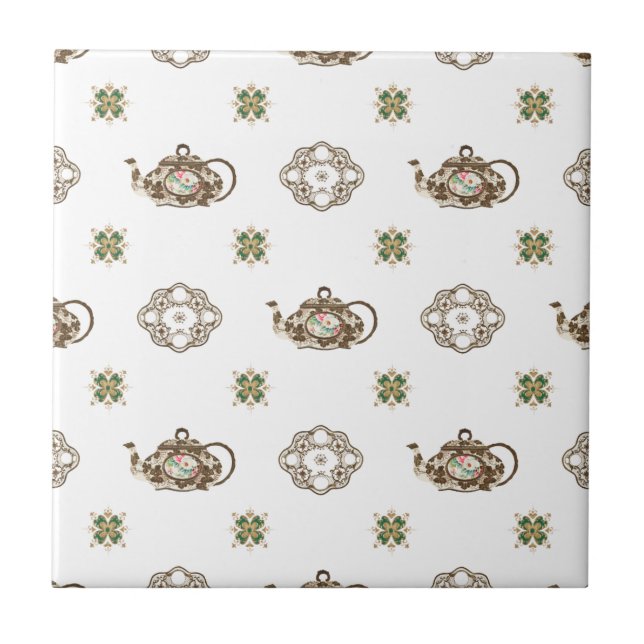 Decorative Tea Pots Ceramic Tile (Front)