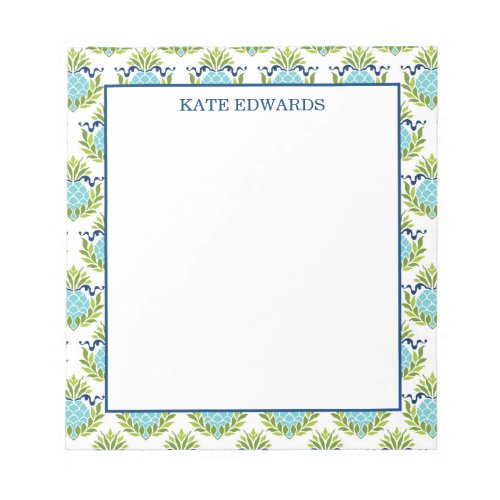 Decorative Teal Pineapple Pattern Notepad