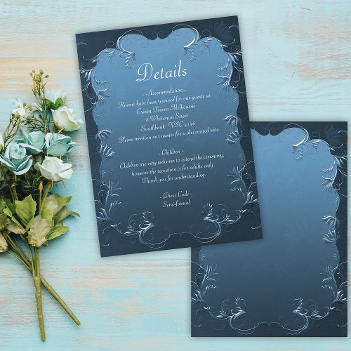 Decorative Teal Wedding Details Enclosure Card