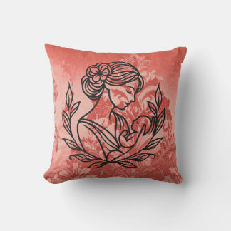 Decorative Throw Pillow – Mother and Child Floral