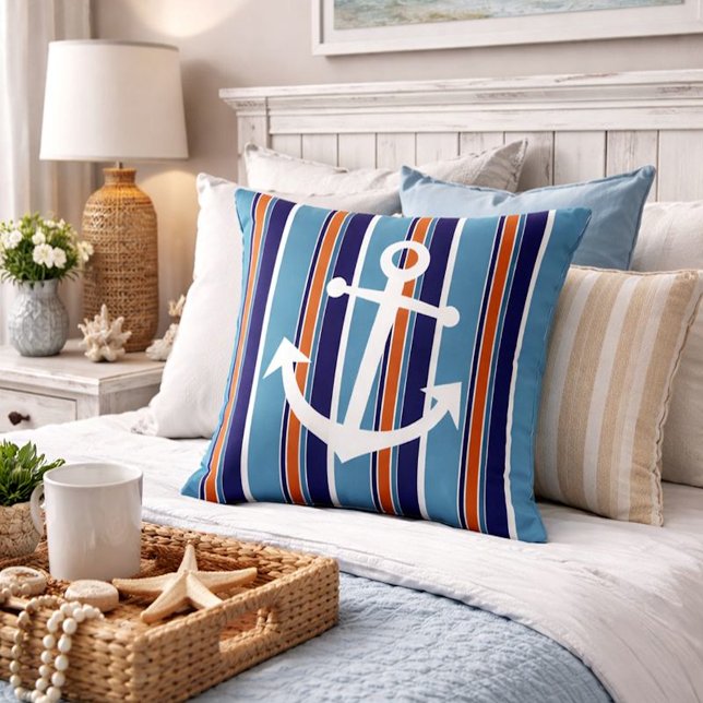 Decorative Throw Pillow With Nautical Anchor Decor (Creator Uploaded)