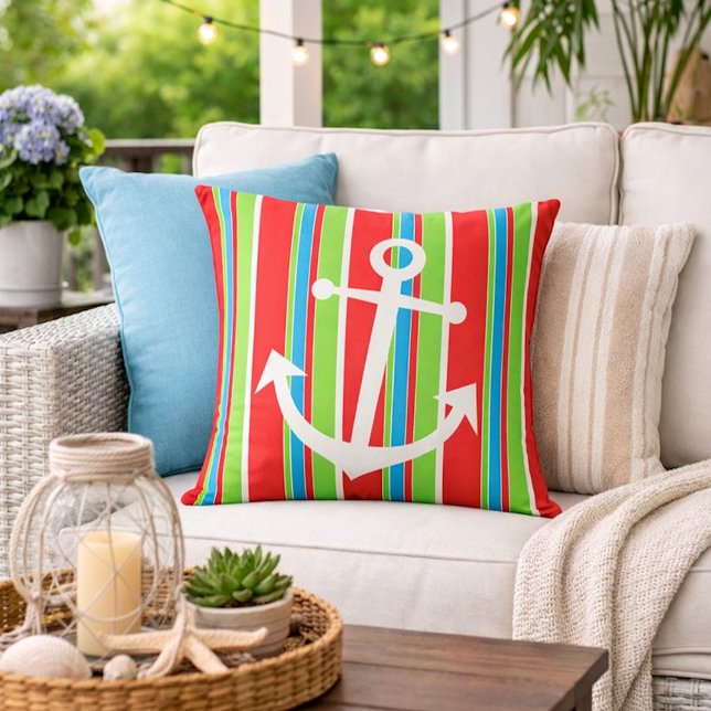 Decorative Throw Pillow With Nautical Anchor Decor (Creator Uploaded)