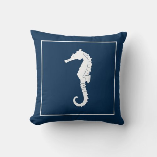 Decorative throw pillow with seahorse