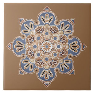 Decorative tile Medallion Smokey orange and blue