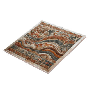 Decorative Tiles of Waves and Sun