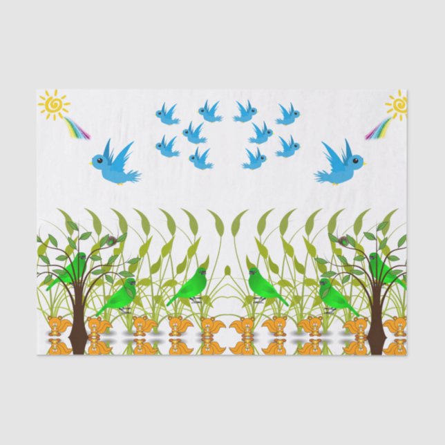 Decorative tissue paper birds (Front)