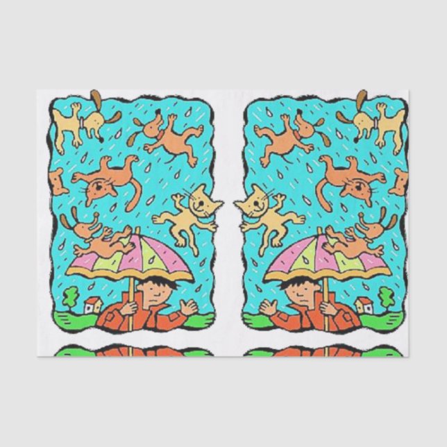 Decorative tissue paper Raining Cats and Dogs (Front)