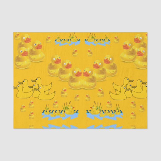 Decorative tissue paper yellow ducks (Front)
