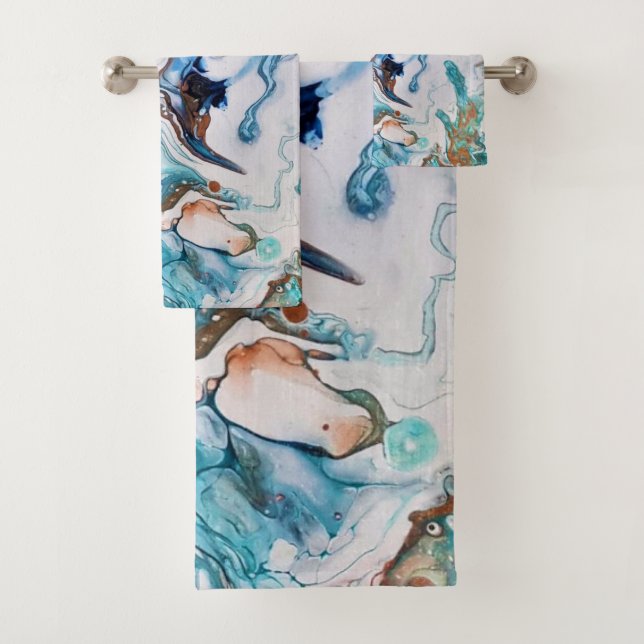 Decorative towels with abstract marble. (Insitu)