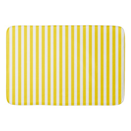 Decorative Trendy Elegant Yellow White Stripes Bath Mat