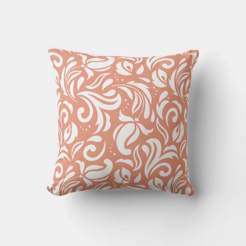 Decorative Tulip Floral in White Throw Pillow