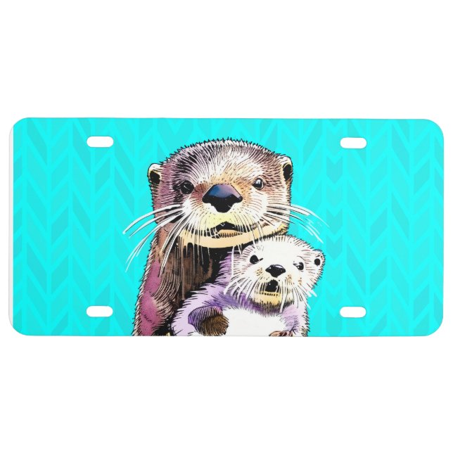 Decorative Turquoise Otter License Plate (Front)
