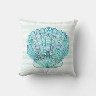 Decorative Turquoise Seashell Pillow