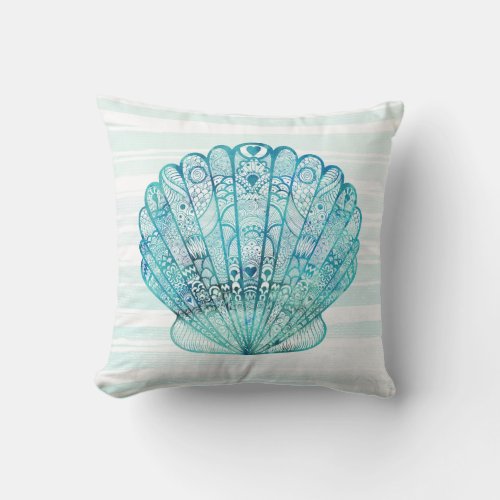 Decorative Turquoise Seashell Pillow