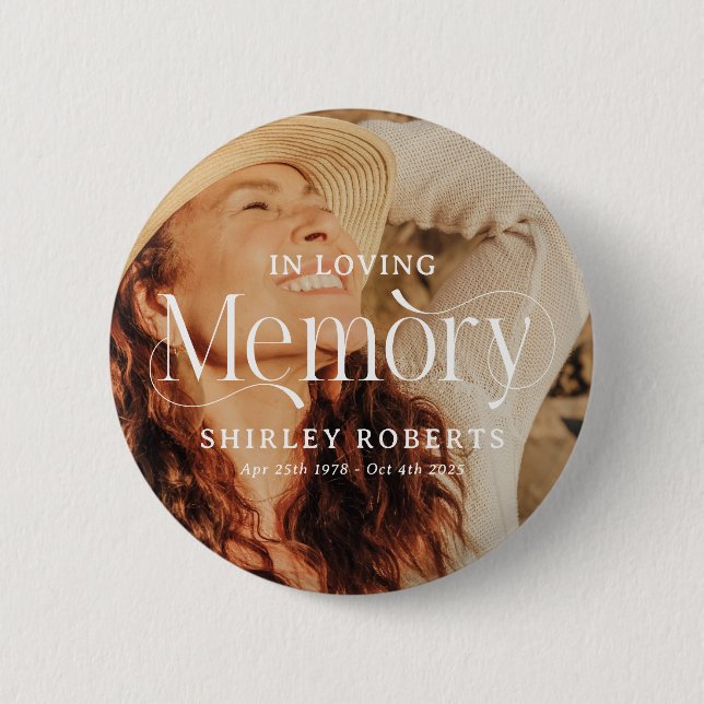 Decorative Typography Photo Sympathy Button (Front)