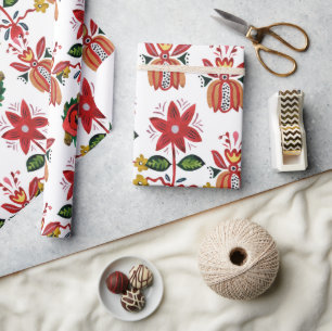 Decorative Ukrainian Flowers Wrapping Paper