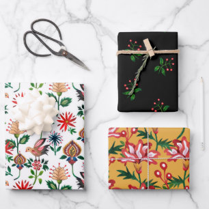 Decorative Ukrainian Flowers Wrapping Paper Sheets