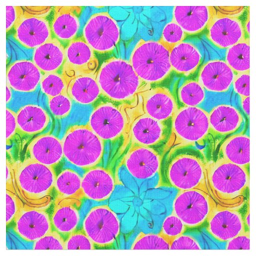 Decorative vibrant flower garden Purple Cute  Fabric