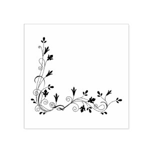 Decorative Vines and Leaves corner design Rubber Stamp