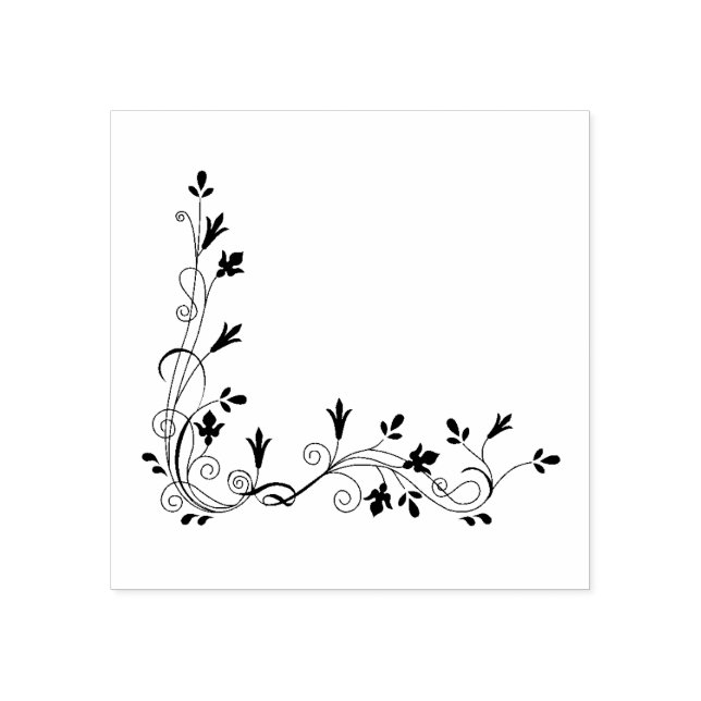 Decorative Vines and Leaves corner design  Rubber Stamp (Imprint)