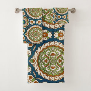 Decorative Vintage Arabic Floral Pattern Bath Towel Set