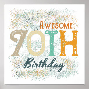 decorative vintage awesome 70th birthday poster