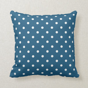 Decorative Vintage Blue Polka Dots Throw Pillow