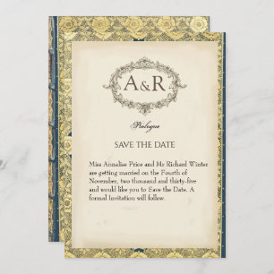 Decorative vintage book themed Wedding Save The Date