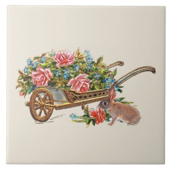 Decorative Vintage Rose Cart Ceramic Tile by Susang6 at Zazzle