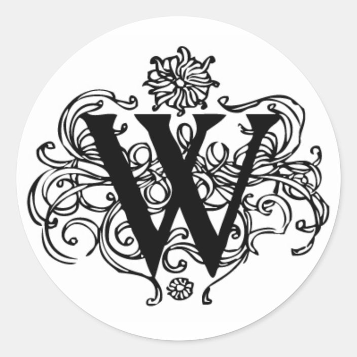 Decorative W Initial Sticker | Zazzle.com
