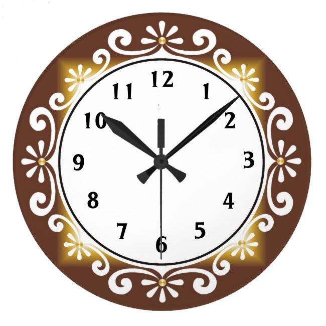 Decorative Wall Clock::Brown Frame